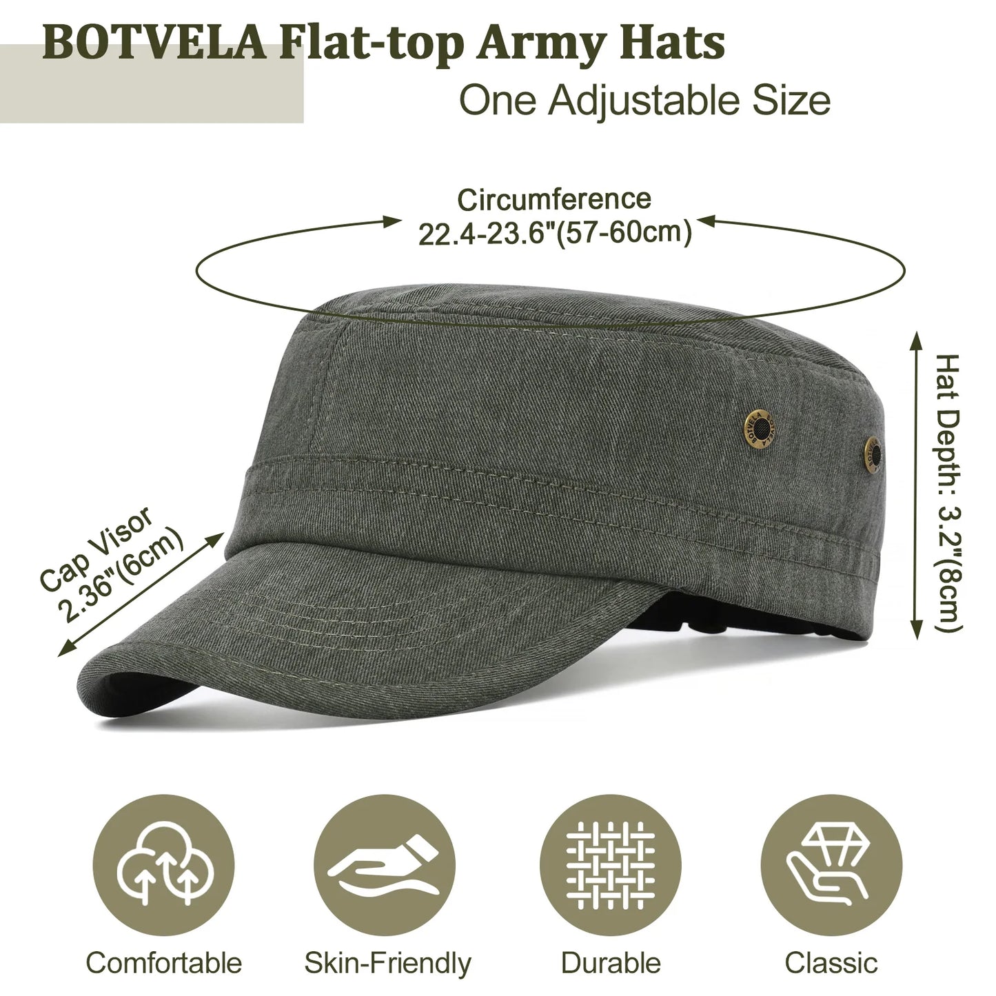 The Garrison | Cotton Twill Vintage Military Flat Cap | Urban Caps NZ
