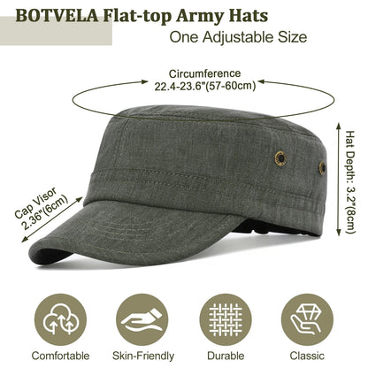 The Garrison | Cotton Twill Vintage Military Flat Cap | Urban Caps NZ