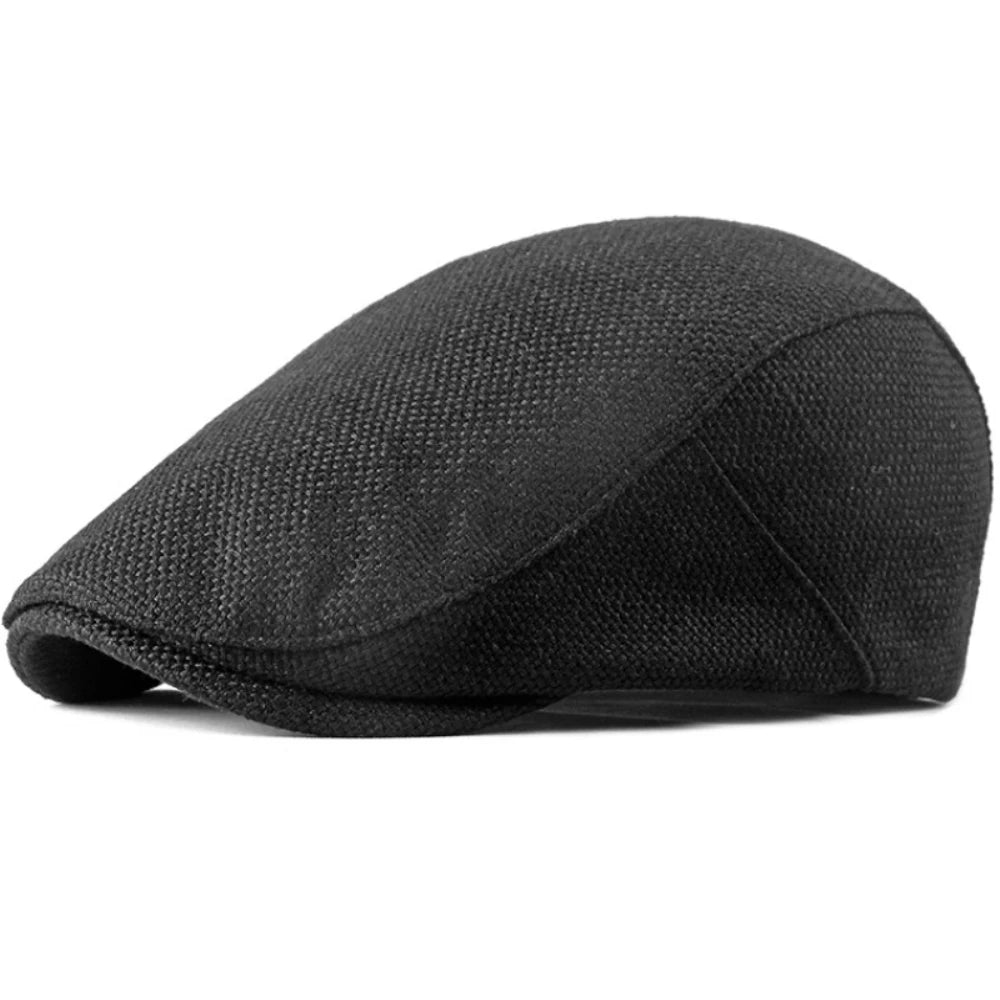 Cotswold Linen-Cotton Ivy Cap in Black