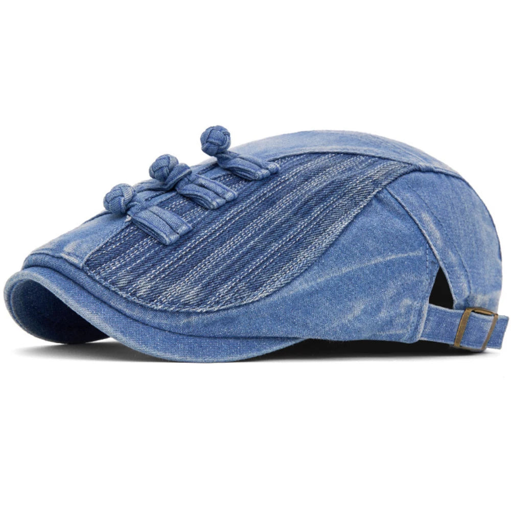 Tetbury Floral Patchwork Beret in A Middle Blue