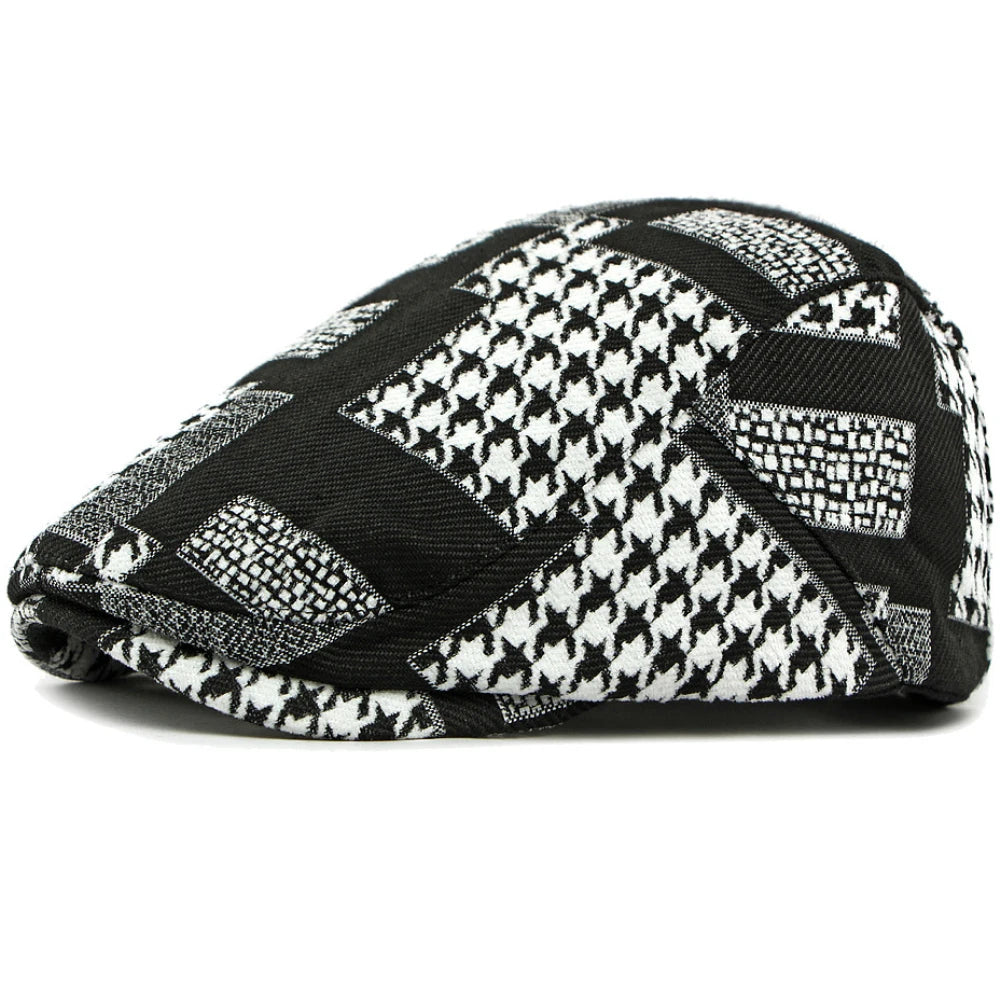 Penrith Plaid Artist Beret in Black White