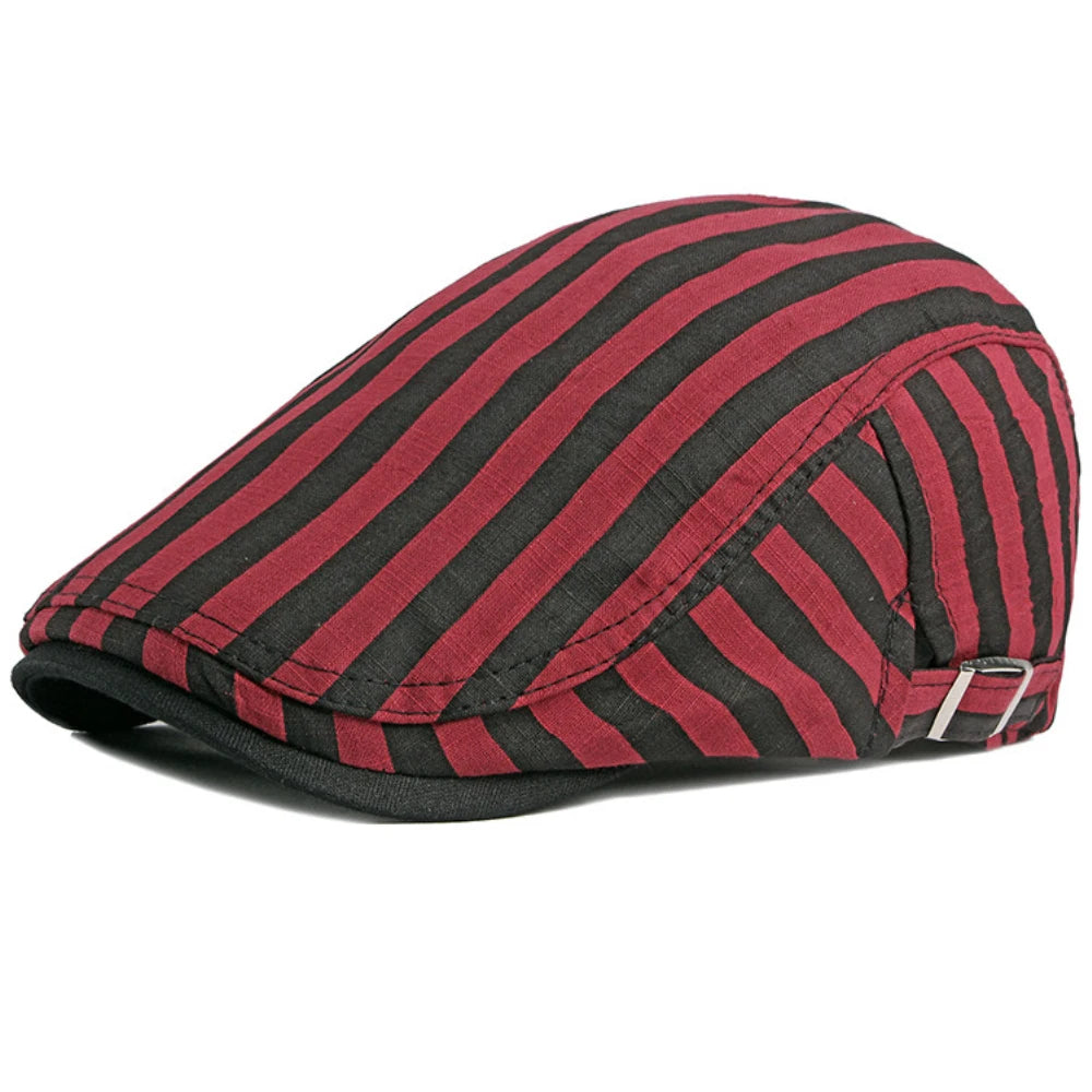 Padstow Striped Sun Beret in Red