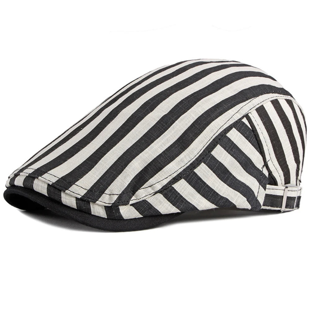 Padstow Striped Sun Beret in Beige