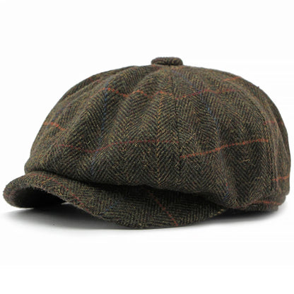 Verona Striped Wool Beret in Army Green