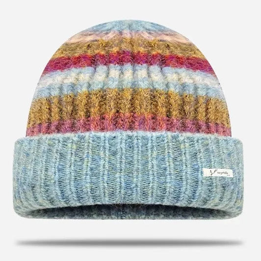 Korean Retro Gradient Striped Knitted Wool Beanie – Warm Winter Beanie for Women & Men | Urban Caps