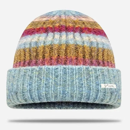 Korean Retro Gradient Striped Knitted Wool Beanie – Warm Winter Beanie for Women & Men | Urban Caps