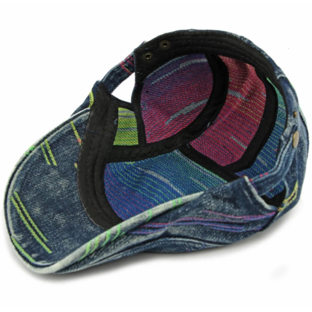 Frome Geometric Denim-Style Beret