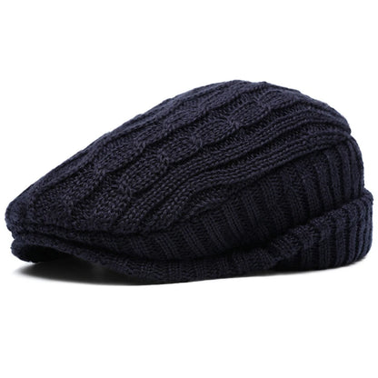 Appleby Knitted Earflap Beret in Navy Blue