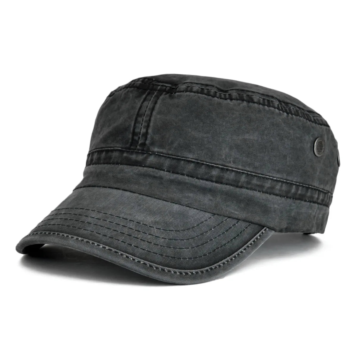 The Stockton | Men's Denim Washed Cotton Flat Top Army Cap | Urban Caps NZ