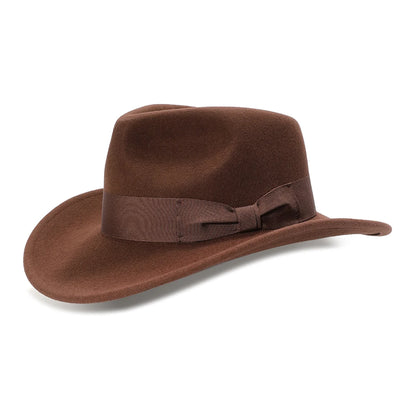 Wool Felt Outback Fedora Hat – Crushable Indiana Jones Cowboy Style Hat