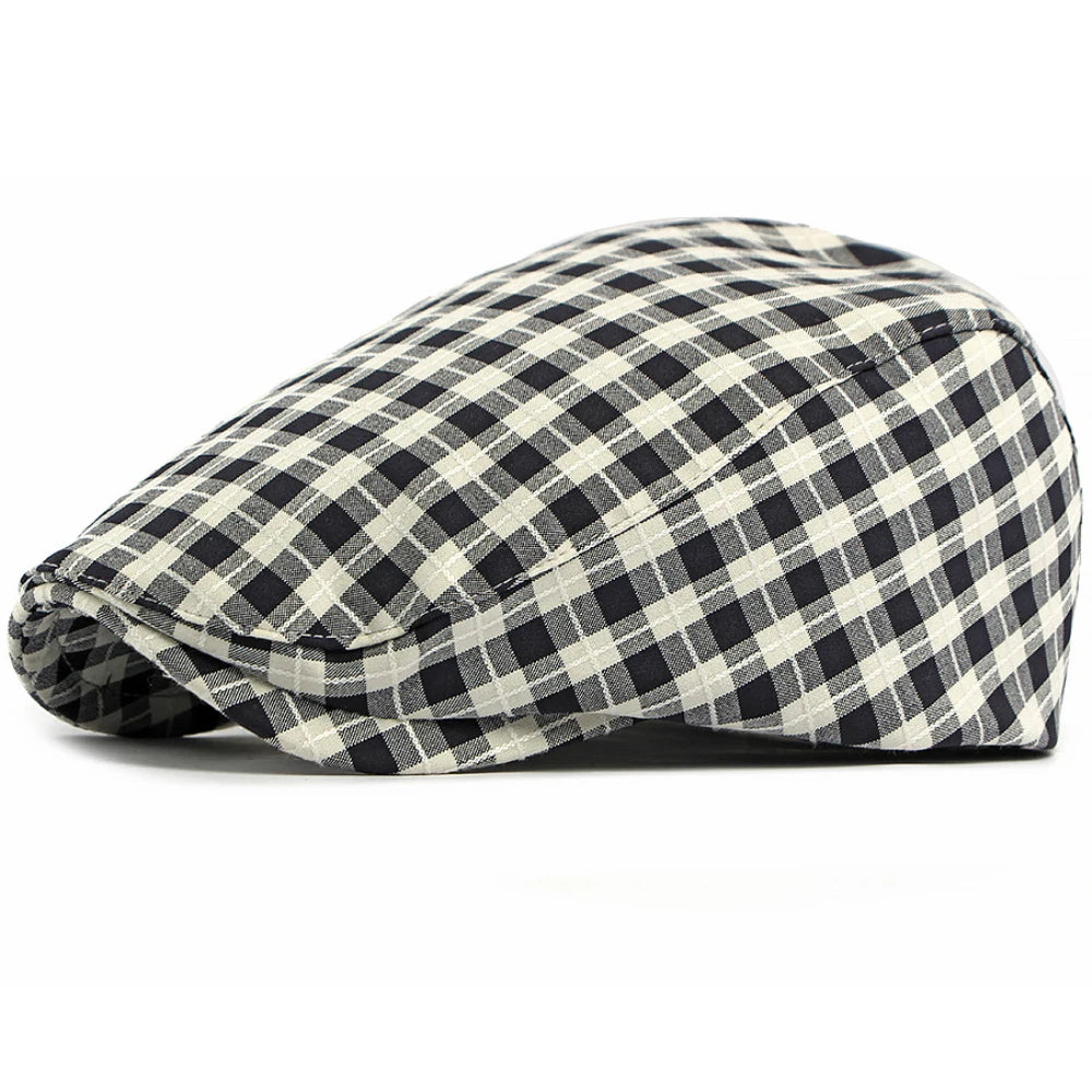 Ealing Plaid Beret in Black