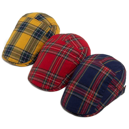 Multicolour Plaid Flat Cap | Country Heritage Ivy Cap | Urban Caps NZ