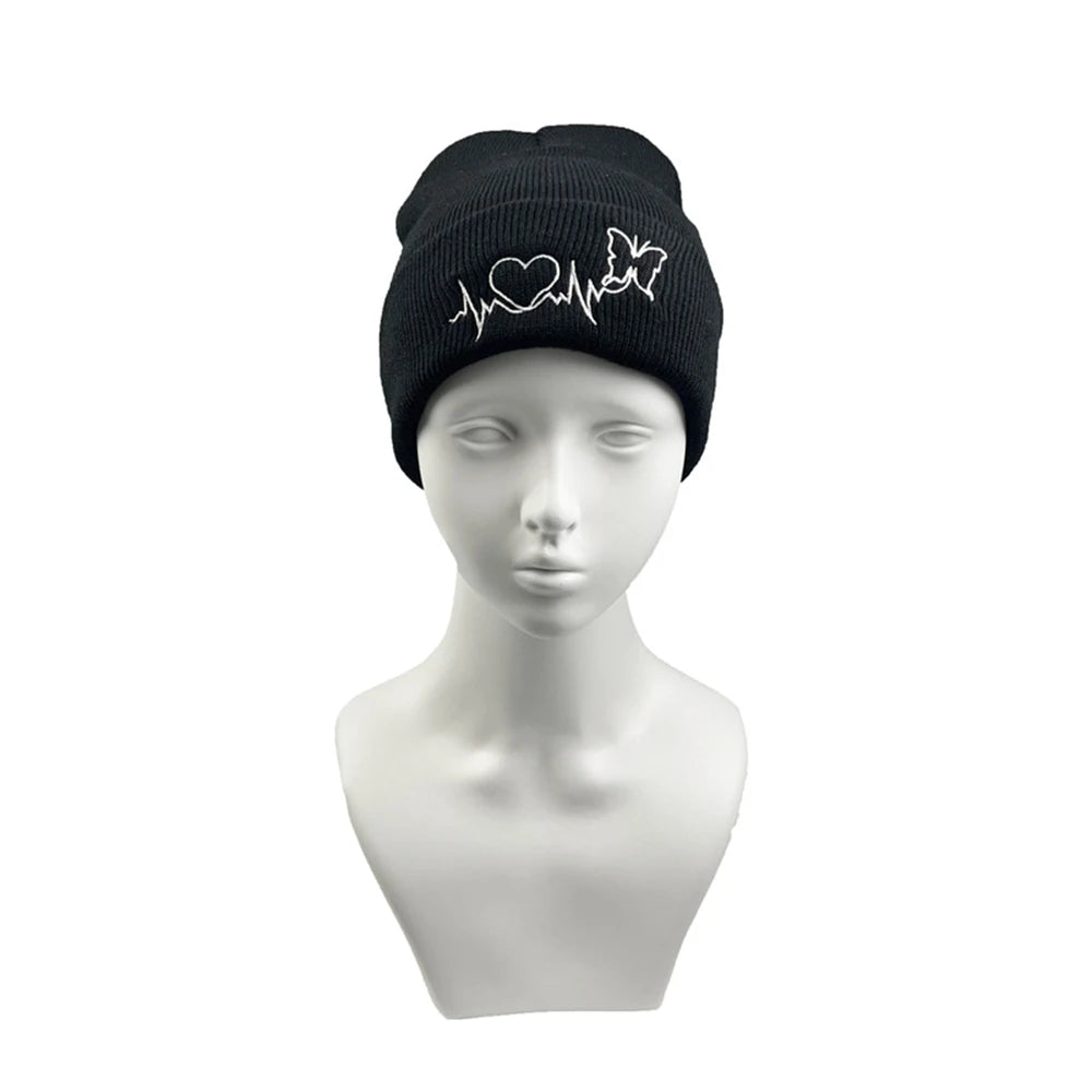 The Heartline | ECG Embroidery Unisex Knitted Beanie | Urban Caps NZ