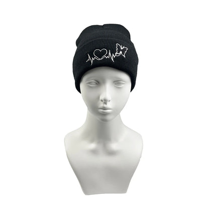 The Heartline | ECG Embroidery Unisex Knitted Beanie | Urban Caps NZ