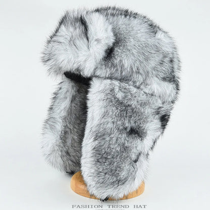 Yakutsk Fluffy Fur Trapper Hat in Beige