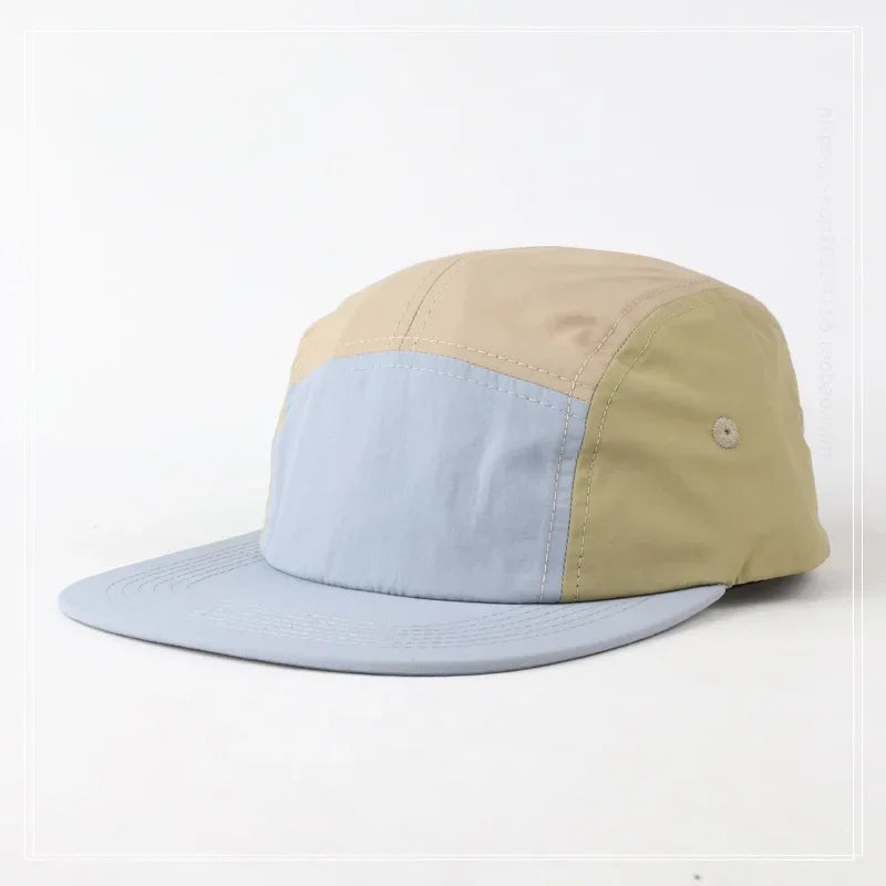 Shoreditch 5-Panel Colour Block Cap in Light Blue Eaves