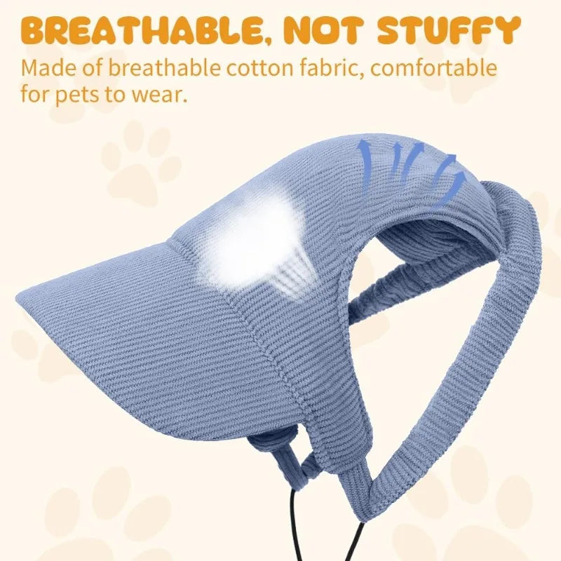Soft corduroy dog cap with ear holes in beige