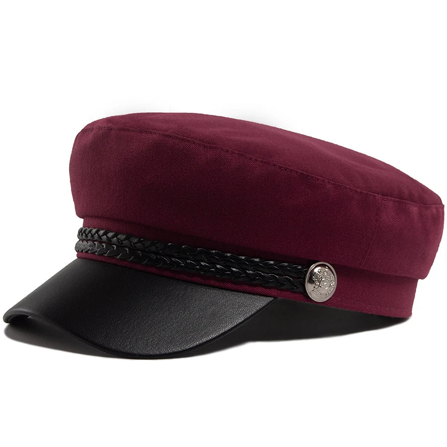 PU Leather Brim Ivy Cap | Luxury Soft Cloth Flat Cap | Urban Caps NZ