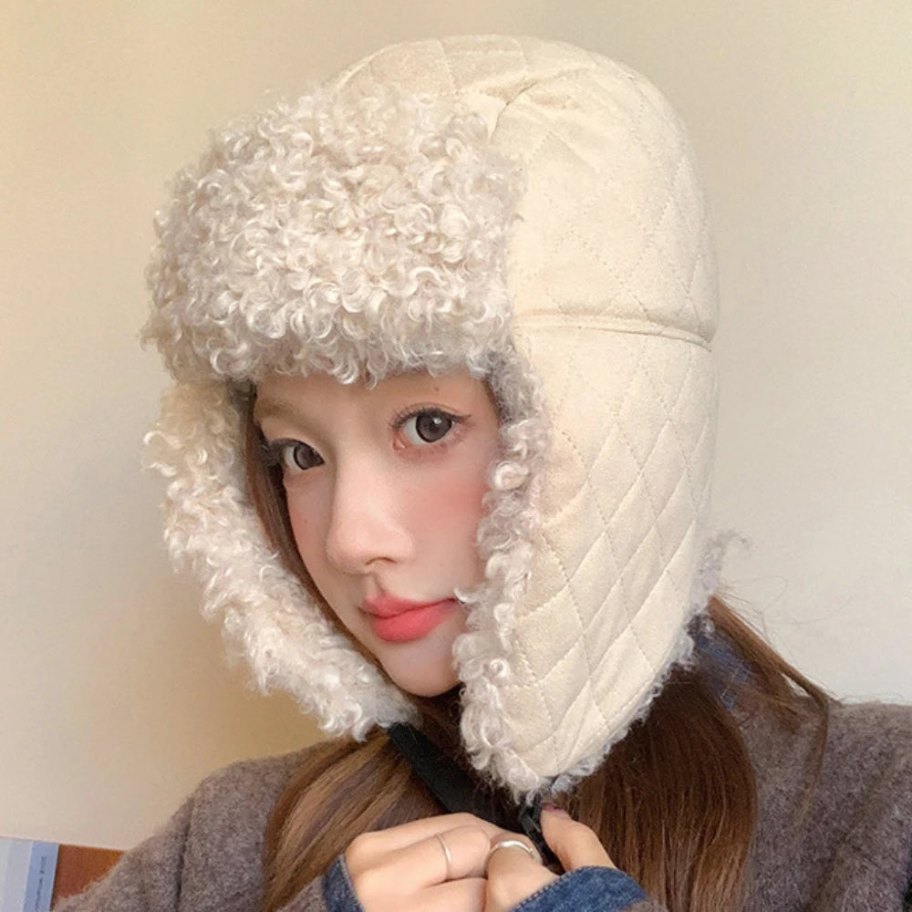 Tundra Fleece-Lined Trapper Hat in Beige