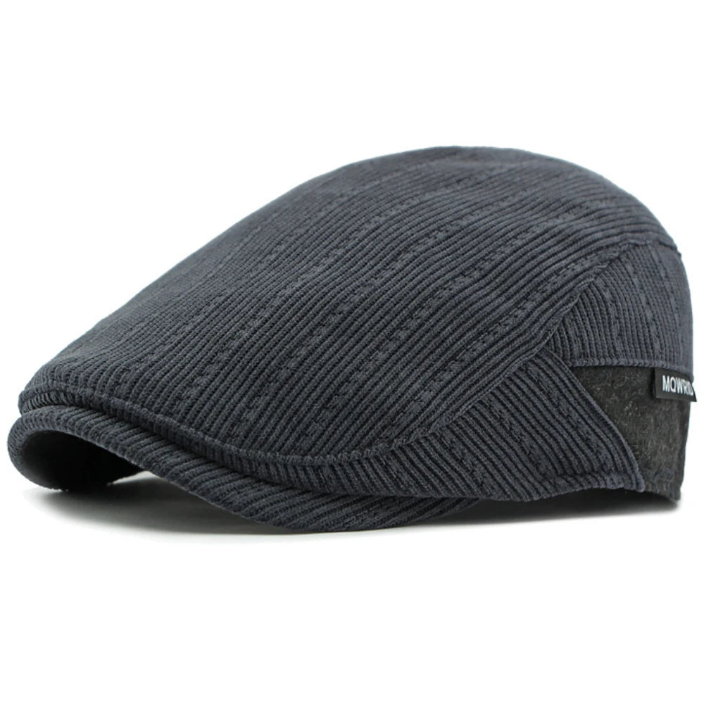 Ely Corduroy Fleece Beret in Navy Blue