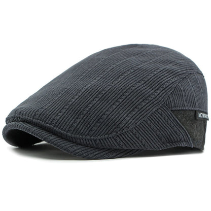 Ely Corduroy Fleece Beret in Navy Blue
