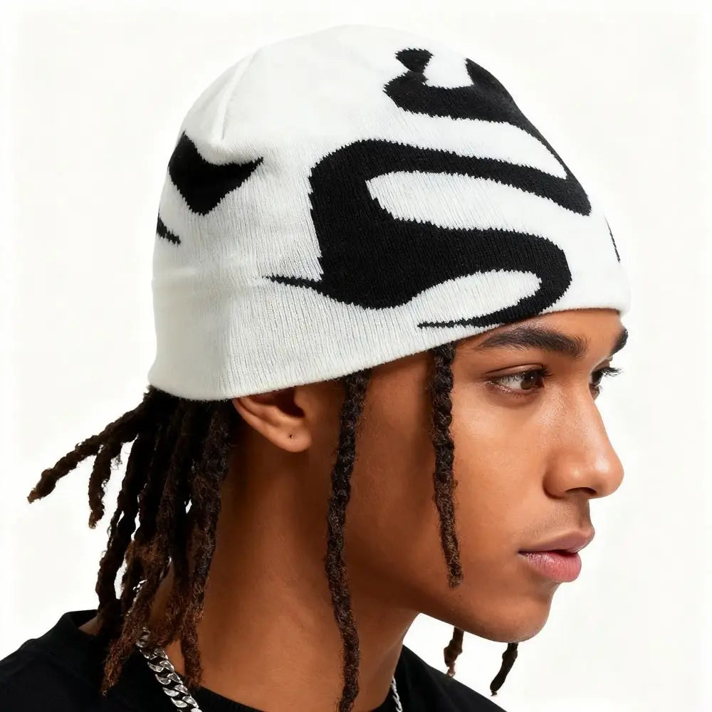 The Windermere | Neutral Jacquard Knitted Pullover Beanie | Urban Caps NZ