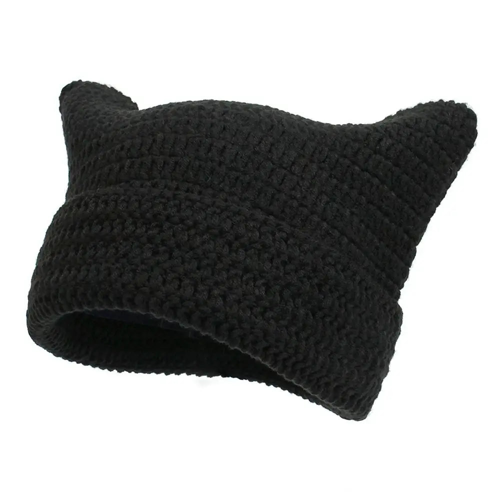 The Harajuku | Cat Ears Gothic Wool Striped Skullies Beanie | Urban Caps NZ