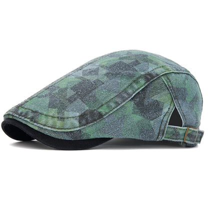 Camden Print Cotton Beret in Black