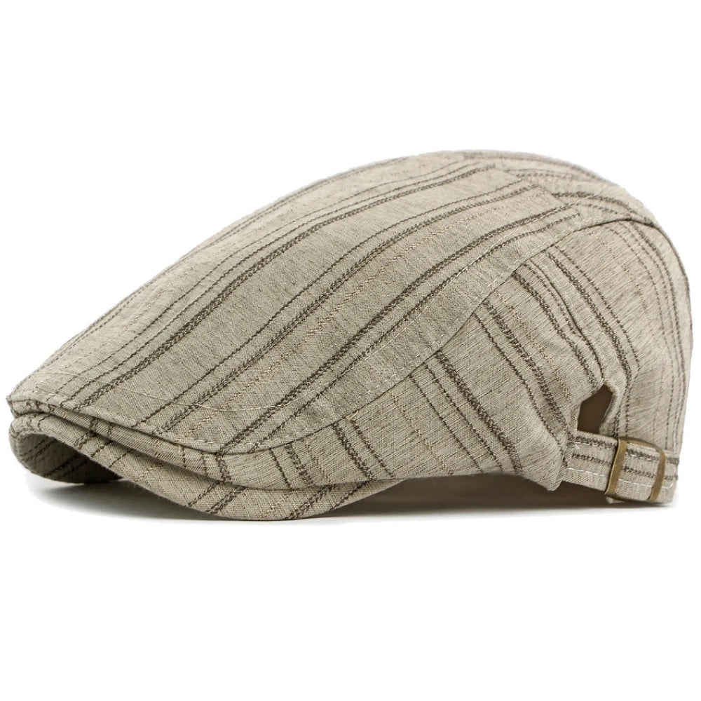 Padstow Striped Sun Beret in Beige