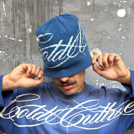 The Harrogate Knit | Jacquard Letter Woollen Fashion Beanie | Urban Caps NZ