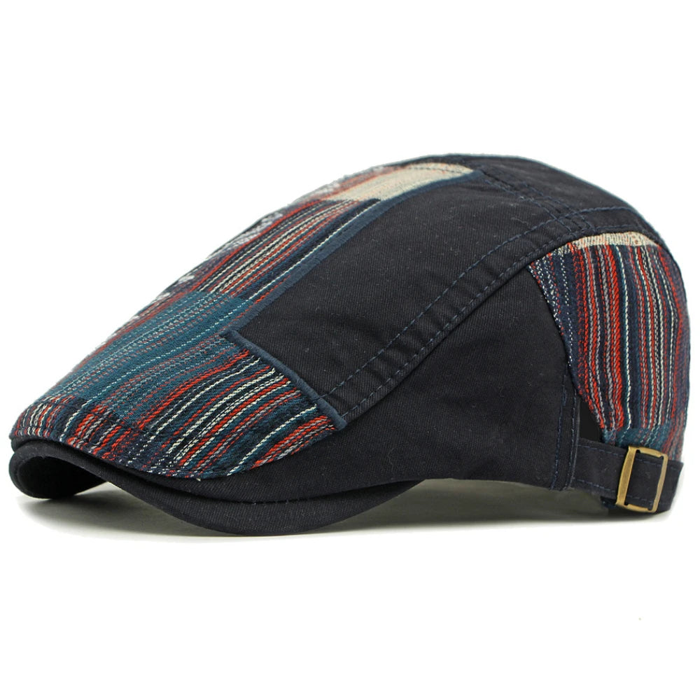 Perugia Patchwork Artist Beret in Navy Blue