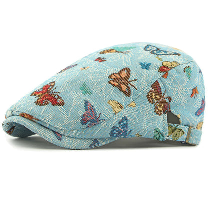 Tewkesbury Animal-Print Beret in Side Buckle Blue