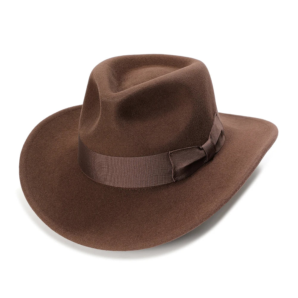 Wool Felt Outback Fedora Hat – Crushable Indiana Jones Cowboy Style Hat