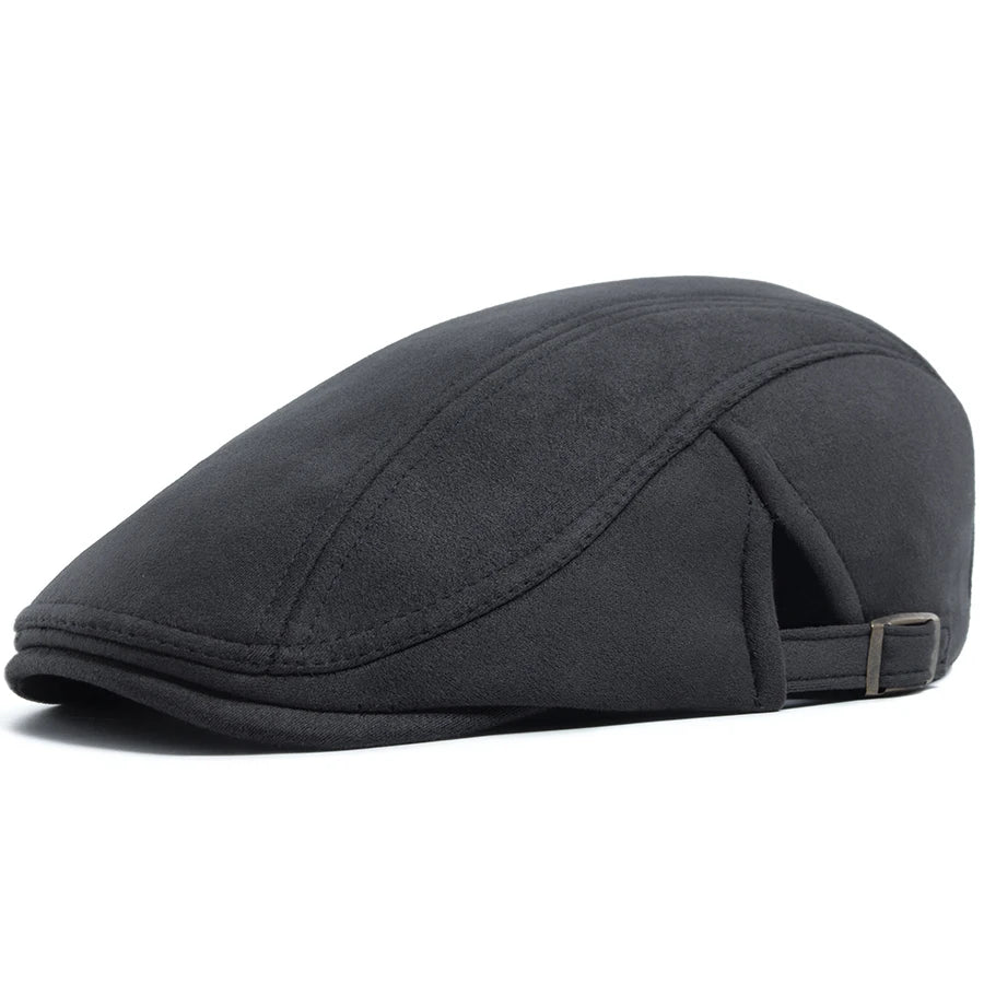 Faux Suede Side Buckle Ivy Cap | Retro Winter Flat Cap | Urban Caps NZ