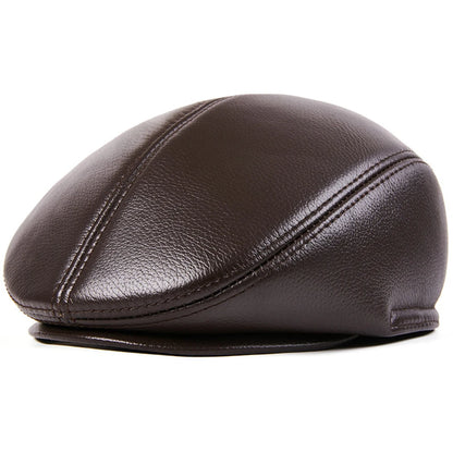 Sterling Leather Beret in Dark Brown