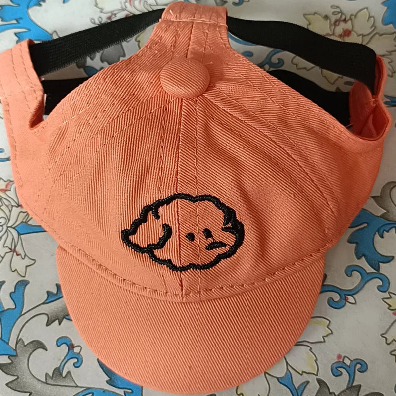 Embroidered dog baseball cap in black