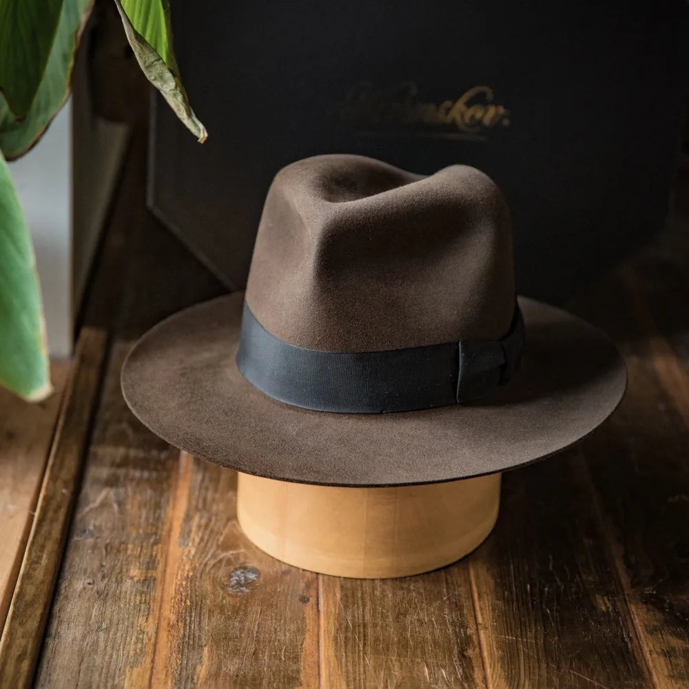 Deauville Luxury Wool Felt Fedora in Brown