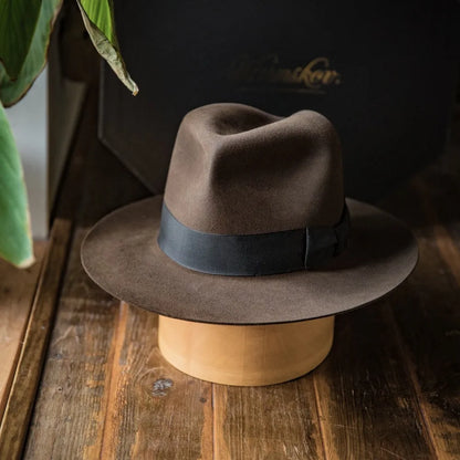 Deauville Luxury Wool Felt Fedora in Brown