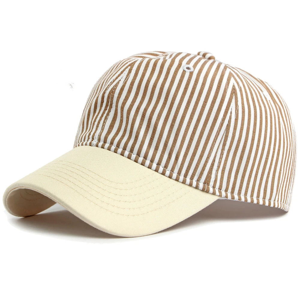 Putney Striped Sun Cap in Light Coffee