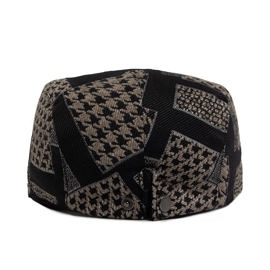 Houndstooth Print Ivy Cap | Classic Country Flat Cap | Urban Caps NZ
