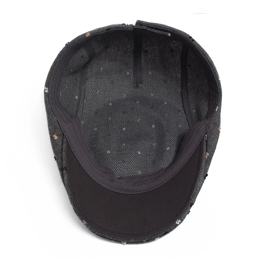 Polka Dot Linen Ivy Cap | Milan Summer Flat Cap | Urban Caps NZ