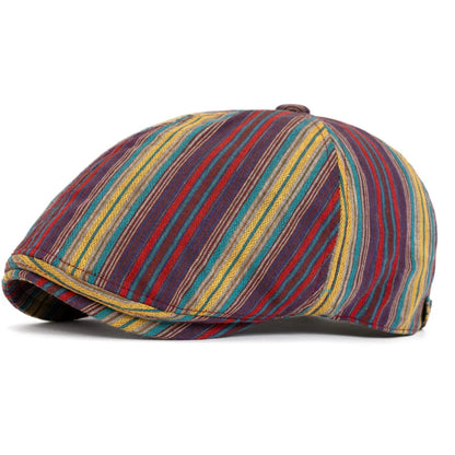Cordoba Striped Artist Beret in Navy Blue