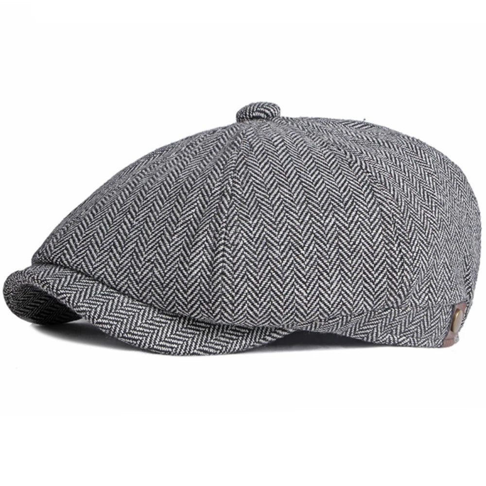Ludlow Striped Artist Beret in Light Grey