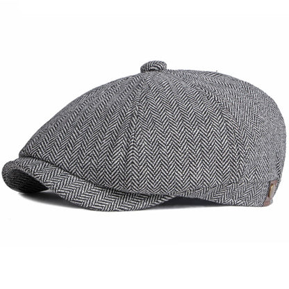 Ludlow Striped Artist Beret in Light Grey