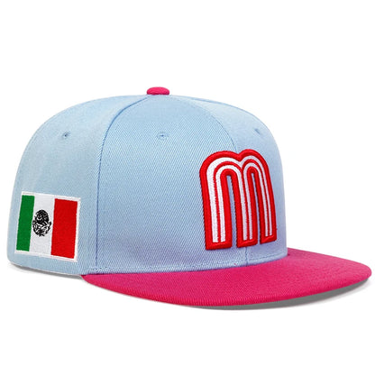 The Maradona | M Letter Flag Embroidery Snapback Cap | Urban Caps NZ