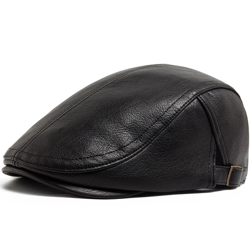 Premium Faux Leather Ivy Cap | English Winter Flat Cap | Urban Caps NZ