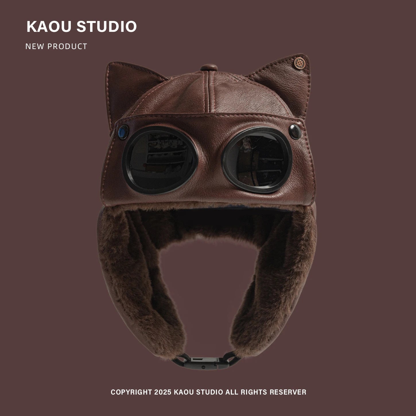 Maverick Cat Ear Pilot Cap in D Red