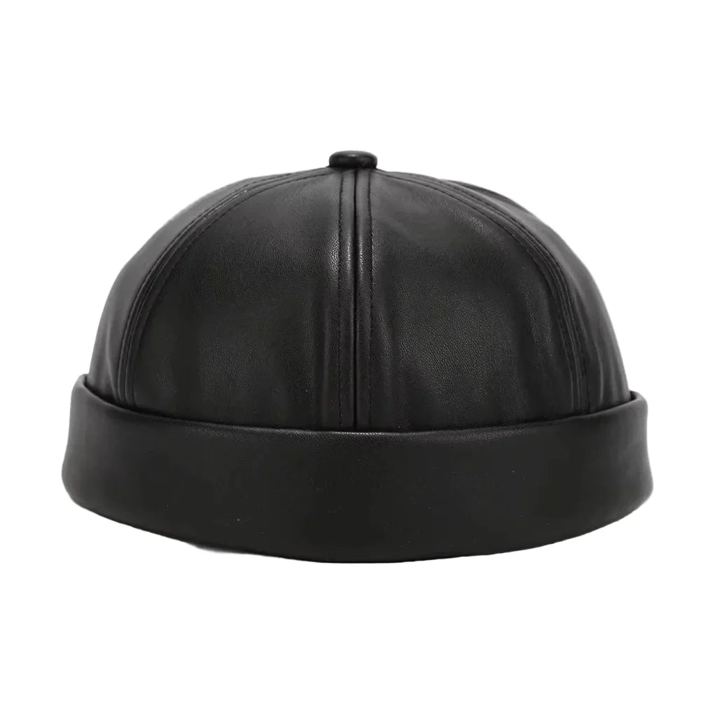 Seward Leather Docker Cap - Classic Docker Style With Clean Leather Finish Timeless Look