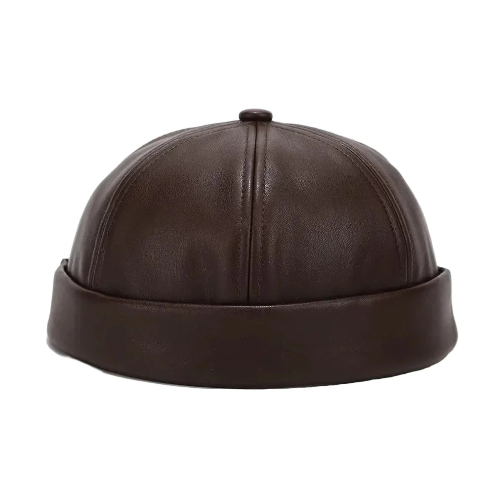 Seward Leather Docker Cap - Classic Docker Style With Clean Leather Finish Timeless Look