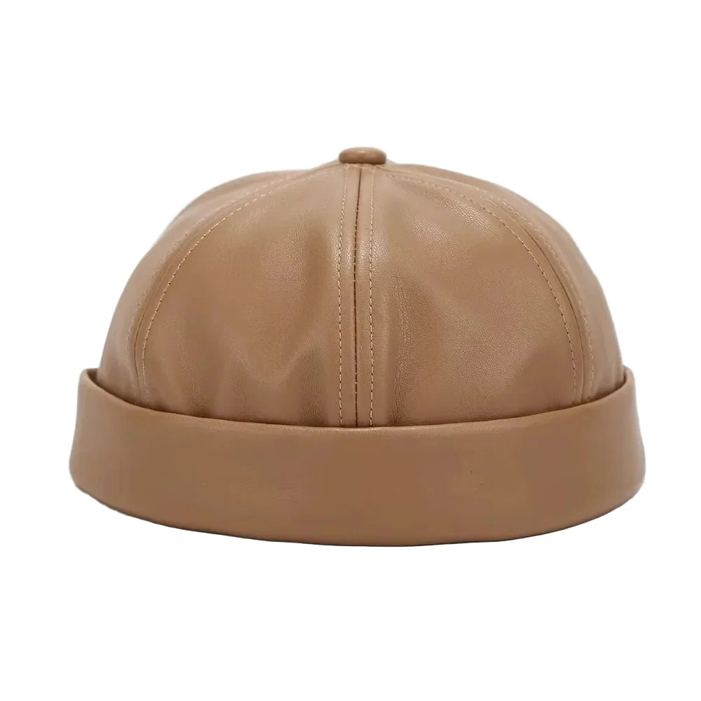 Seward Leather Docker Cap - Classic Docker Style With Clean Leather Finish Timeless Look